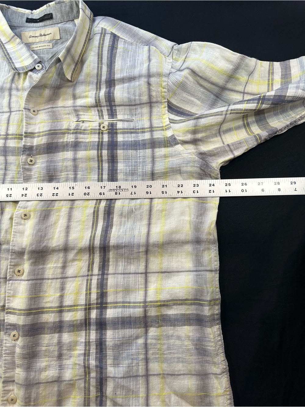 Tommy Bahama Island Modern Fit 100% Linen Plaid Button-Down Shirt - Picture 4 of 8